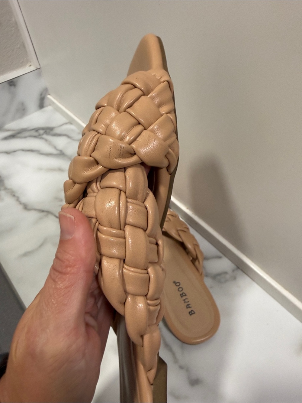 Bamboo Braided Slide Sandals Nude Tan Size 8 - Picture 4 of 8